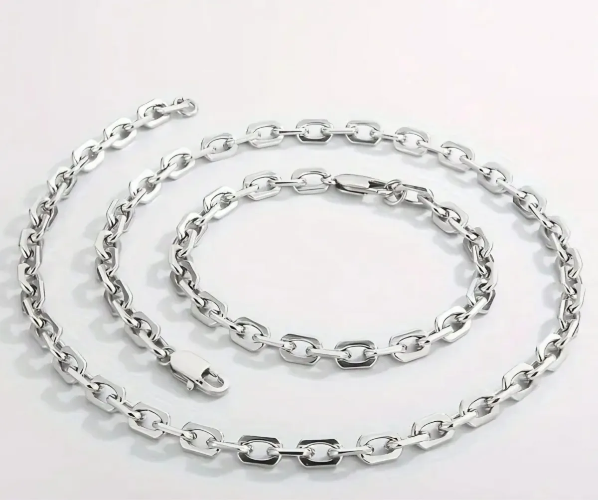 Sharks Bay,Men's Jewelry:Σετ Ανδρική Αλυσίδα Λαιμού& Βραχιόλι από Ανοξείδωτο ατσάλι  316L δεν μαυρίζει.