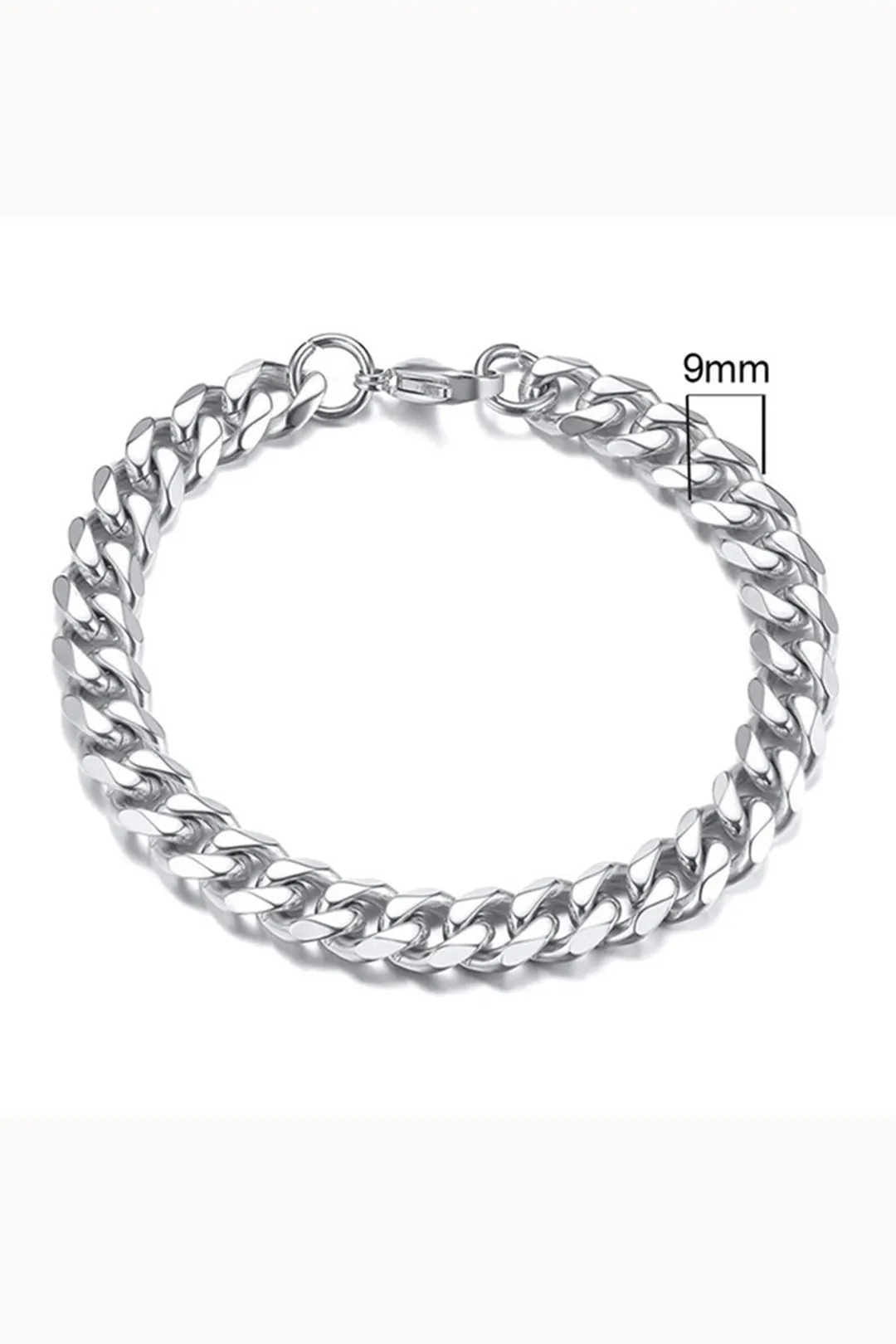 Sharks Bay Clothing – Silver Cuban Link Bracelet 9mm | Ανδρικό Βραχιόλι από Ανοξείδωτο Ατσάλι. 21εκ