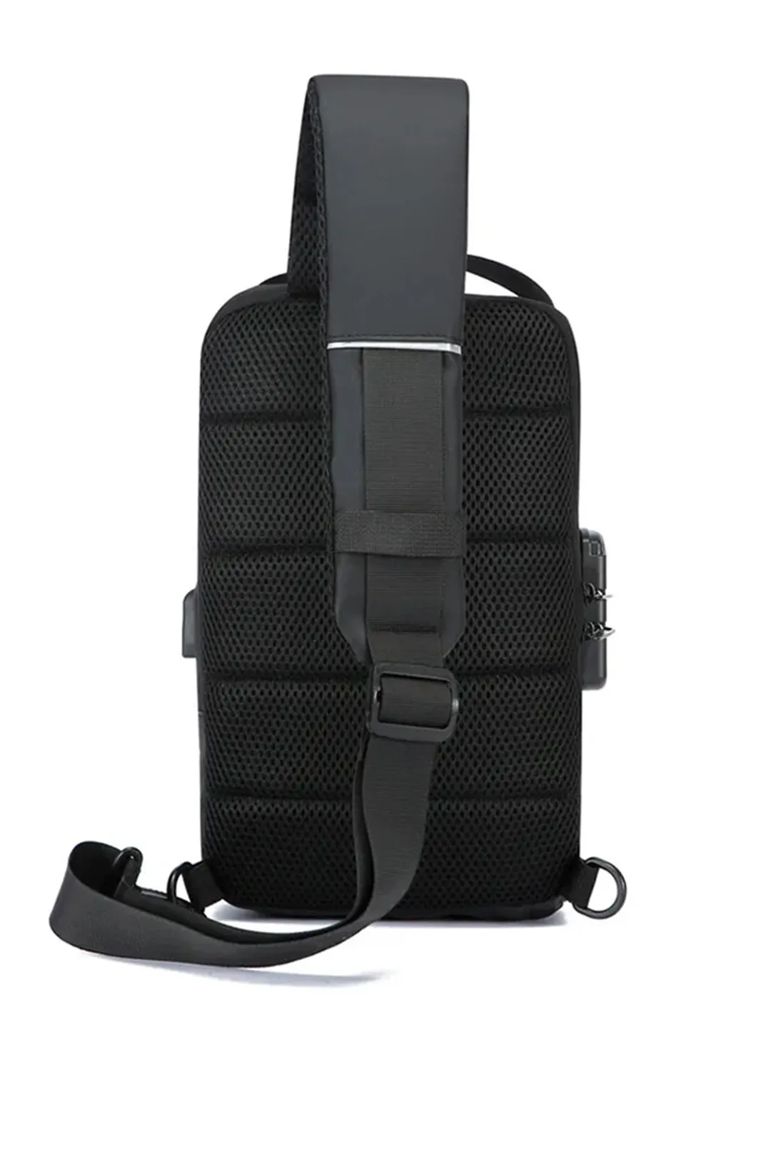 Ανδρικό Τσαντάκι Χιαστί / Anti-Theft Sling Bag με Θύρα USB & Κλειδαριά - Sharks Bay.