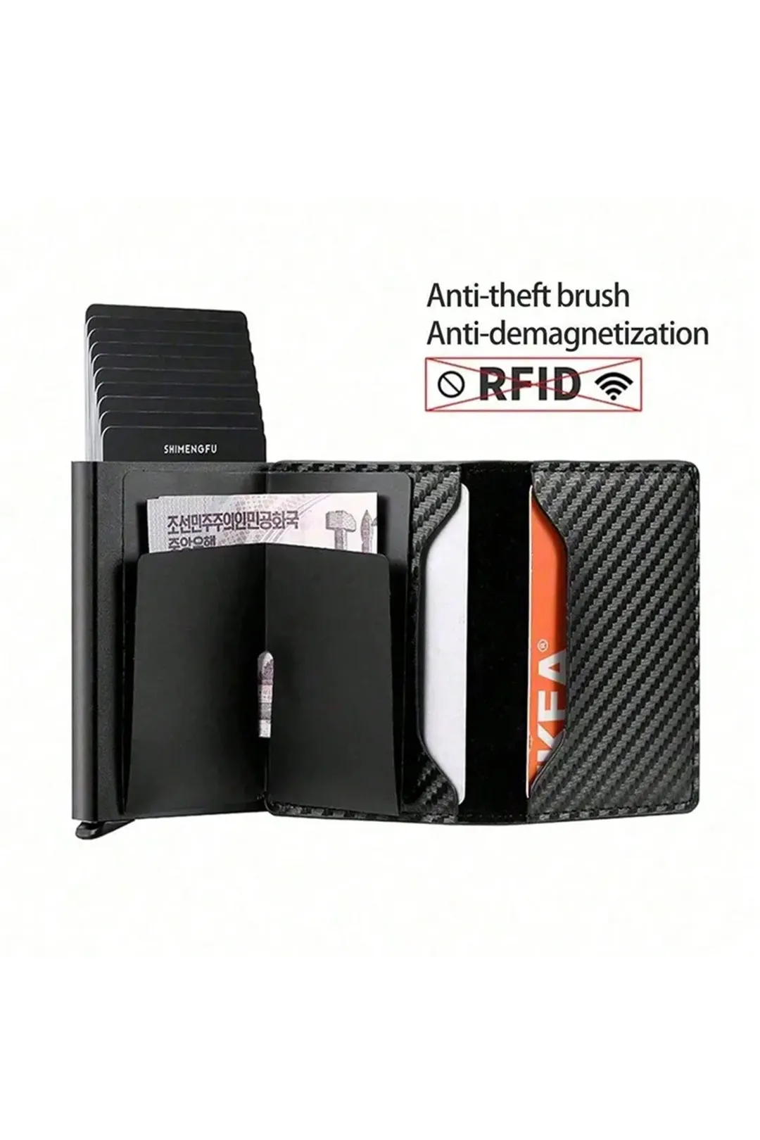 Ανδρικό Ανοδιωμένο Portofoli / Θήκη Καρτών RFID Protection με Σχέδιο Shark Teeth - Sharks Bay