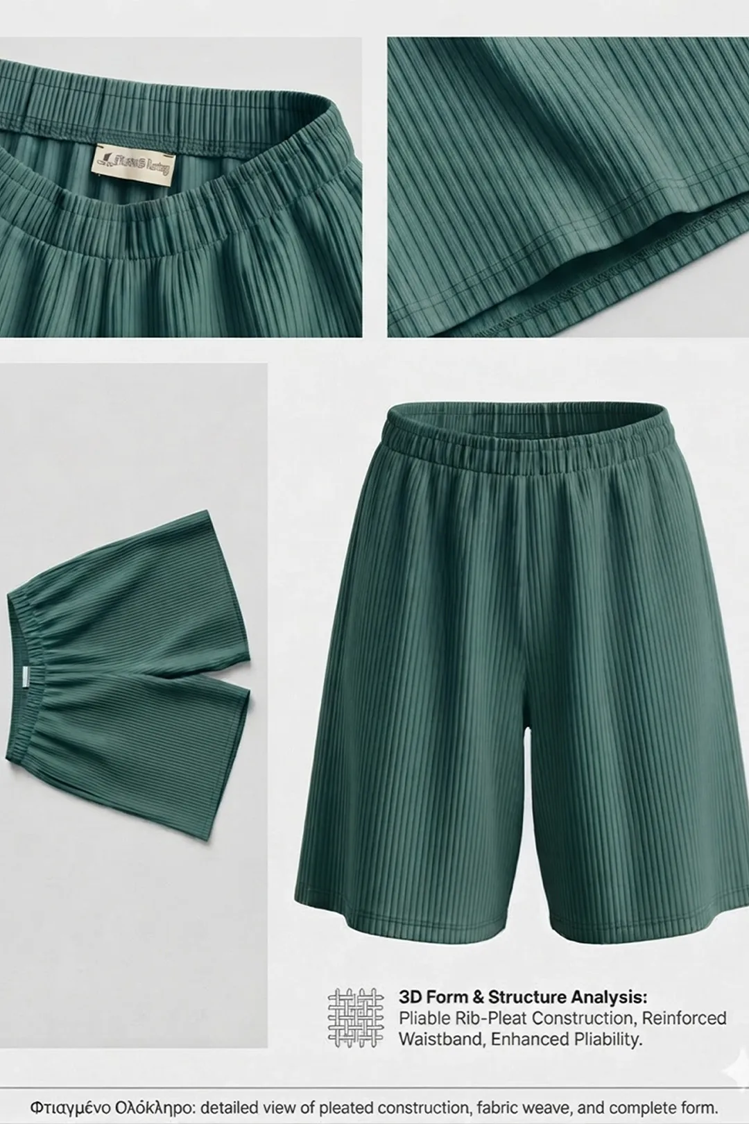 Ανδρικό Πλισέ Σετ Πουκάμισο & Σορτς Sharks Bay Clothing (Σκούρο Πράσινο / Forest Green)