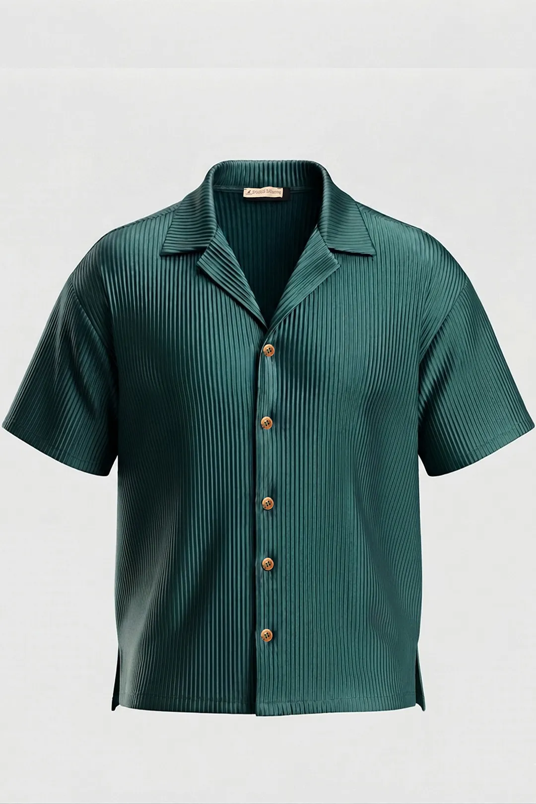 Ανδρικό Πλισέ Πουκάμισο Κοντομάνικο Sharks Bay Clothing (Σκούρο Πράσινο / Forest Green)