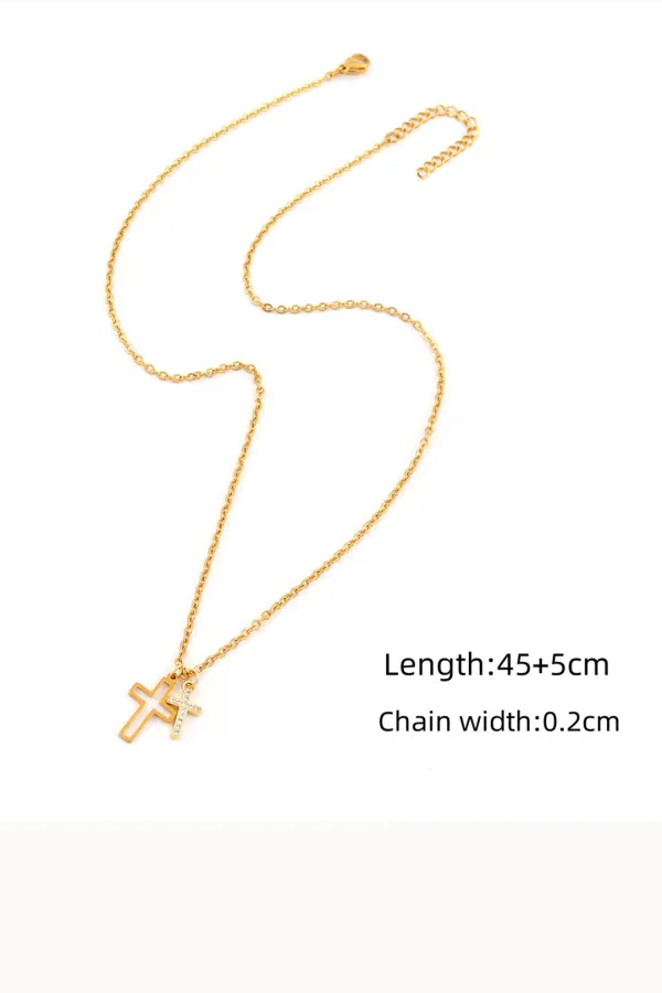 Meet Me at the Sunset – Double Cross Necklace | Gold-Tone Minimal Design.