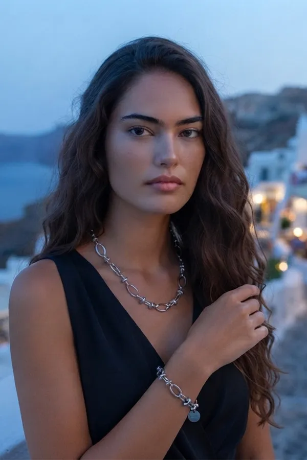 Meet Me at the Sunset – Silver Chain Necklace (45cm) | Minimal Ατσάλινο Κολιέ
