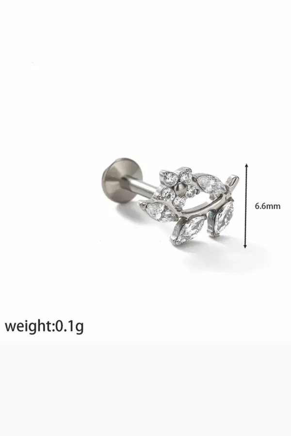 Sharks Bay Clothing – Floral Leaf Piercing (6.6mm) | Ατσάλινο Piercing Μύτης