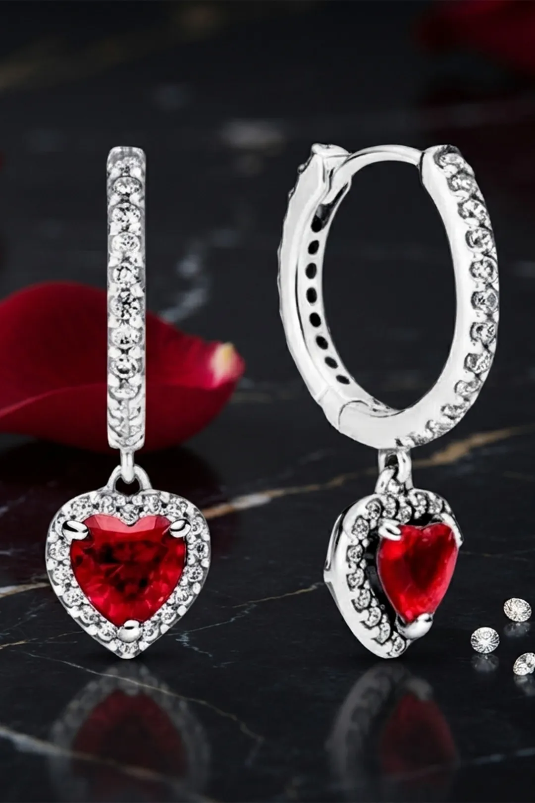 Meet Me at the Sunset –  Heart Hoop Earrings (2.3cm) | Επικάλυψη Ασημιού