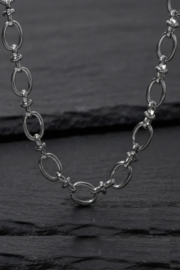 Meet Me at the Sunset – Silver Chain Necklace (1cm Links) | Ατσάλινη Αλυσίδα 45cm