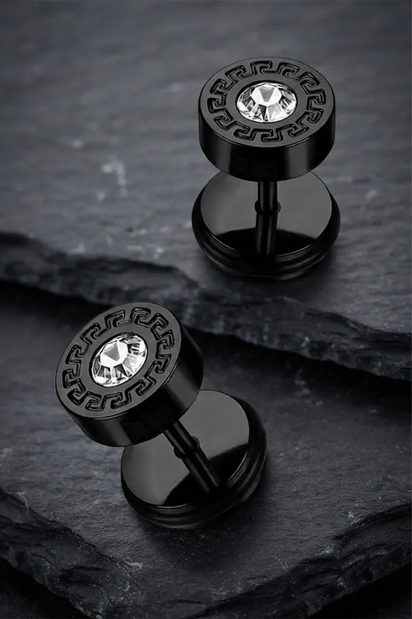 Sharks Bay Clothing – Black Hoop Crystal Earrings (1.2cm) | Ανδρικά Σκουλαρίκια από Ανοξείδωτο Ατσάλι