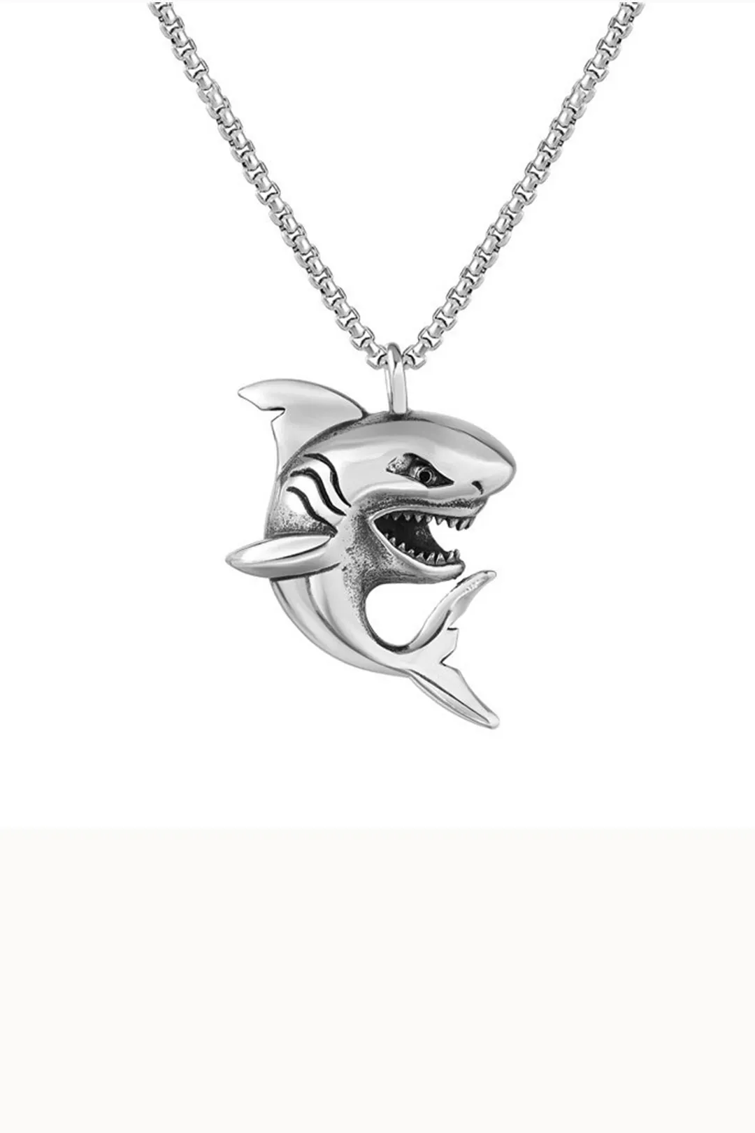 Sharks Bay Clothing – Shark Pendant Necklace (3.7cm) | Ανδρική Ατσάλινη Αλυσίδα 57cm