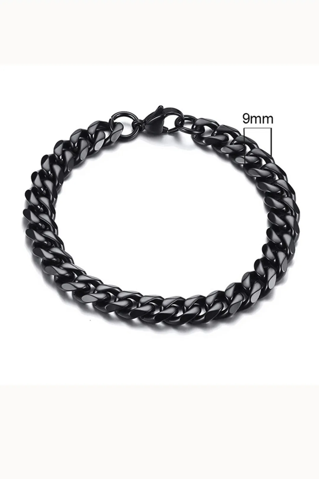 Sharks Bay Clothing – Black Cuban Link Bracelet 9mm | Ανδρικό Βραχιόλι από Ανοξείδωτο Ατσάλι 19ΕΚ