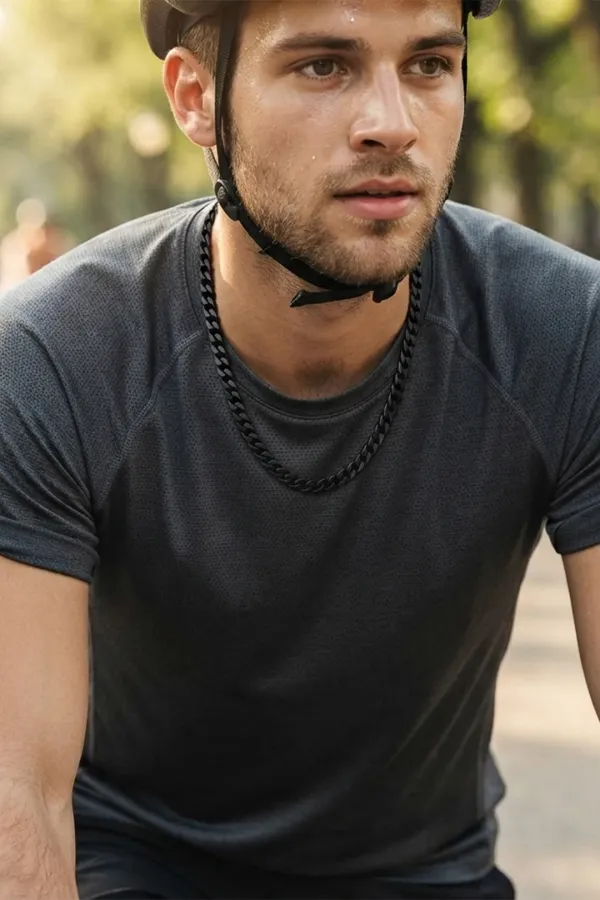 Sharks Bay Clothing – Black Cuban Link Necklace | Ανδρική Αλυσίδα Λαιμού από Ανοξείδωτο Ατσάλι