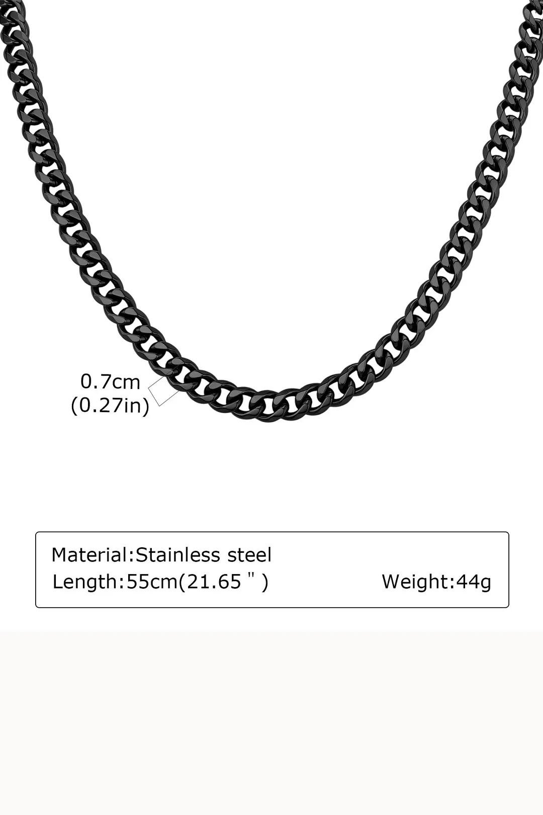 Sharks Bay Clothing – Black Cuban Link Necklace | Ανδρική Αλυσίδα Λαιμού από Ανοξείδωτο Ατσάλι