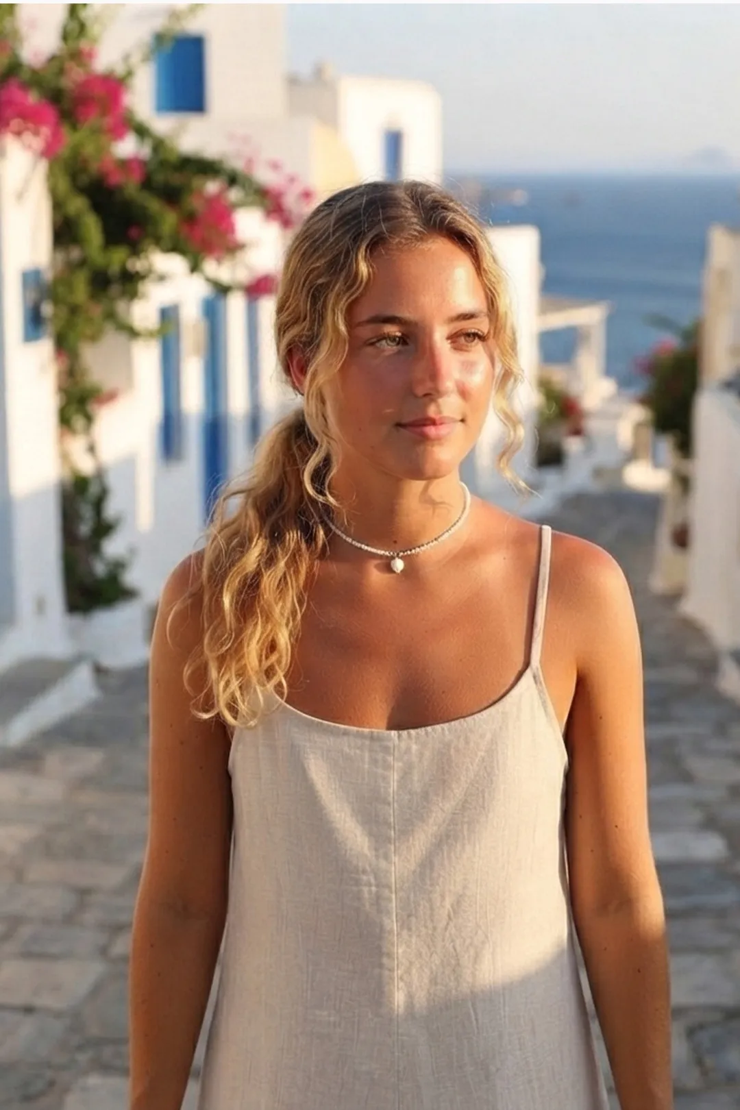 Meet Me at the Sunset – Minimal White Beaded Choker με Κοχύλι | Γυναικείο Καλοκαιρινό Κολιέ.