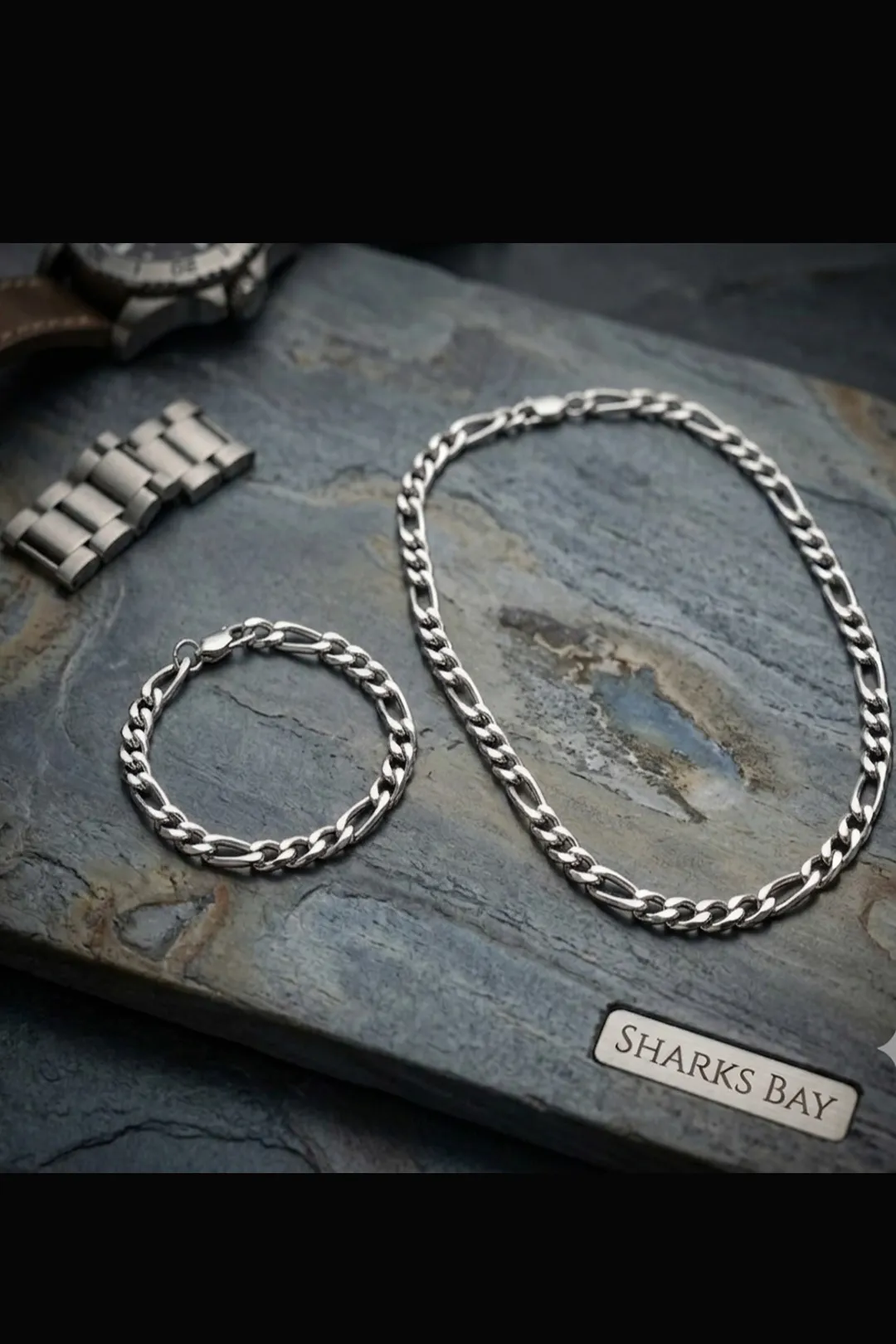 Sharks bay,"Aegean Steel" Ανδρικό Σετ (Αλυσίδα & Βραχιόλι)