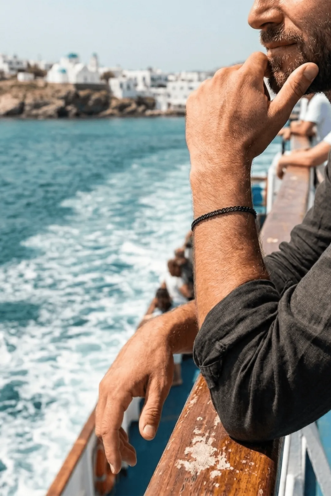 Sharks Bay Ανδρικό Ατσάλινο Βραχιόλι Αλυσίδα 7mm σε Μαύρο Χρώμα διάμετρος 19εκ.