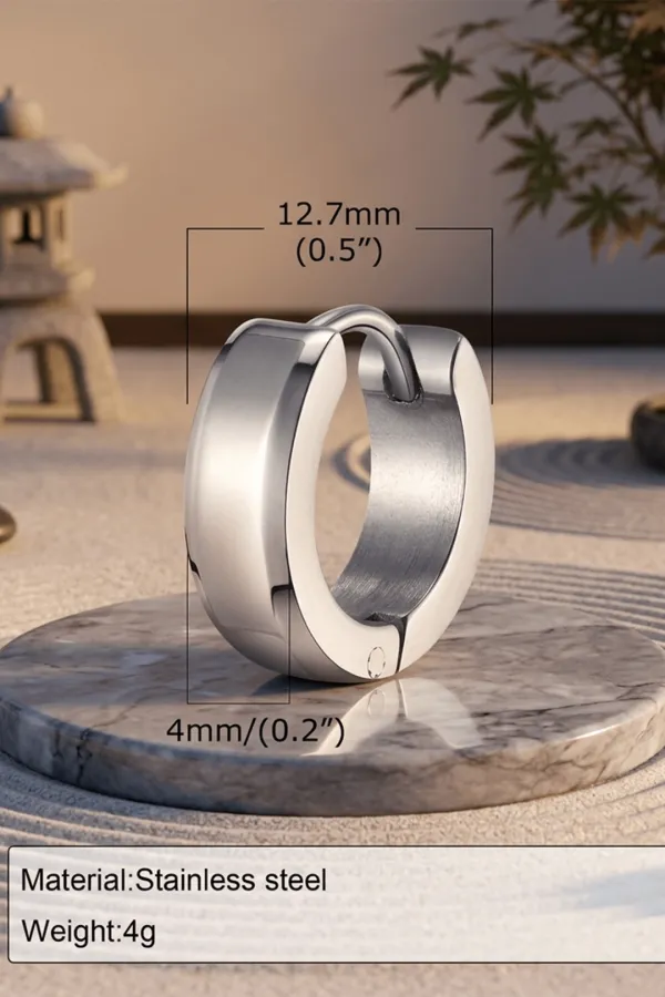 Sharks Bay Unisex Σκουλαρίκι Κρίκος Huggie 12.7mm από Ανοξείδωτο Ατσάλι 316L (1 Τεμάχιο) - Ασημί