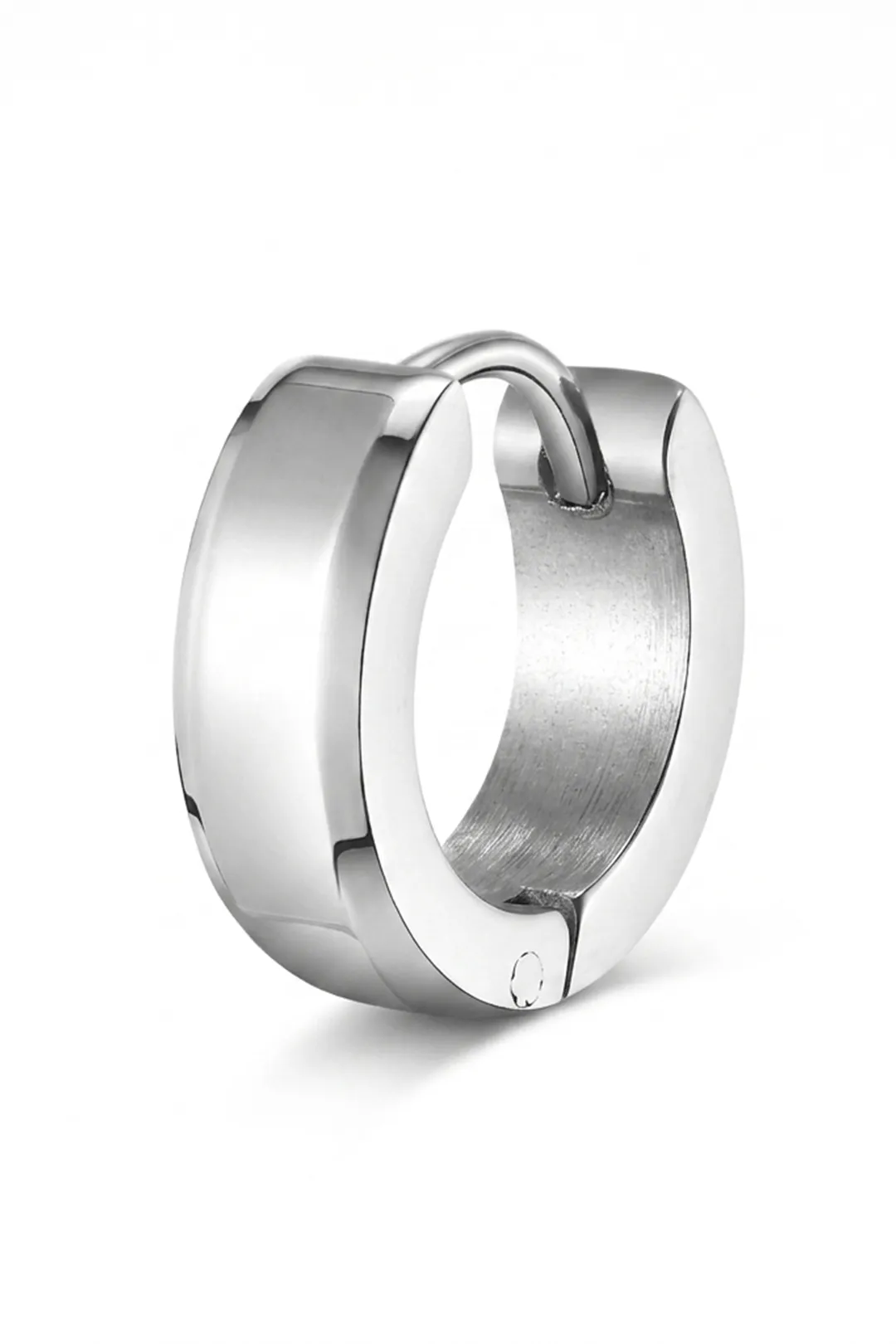 Sharks Bay Unisex Σκουλαρίκι Κρίκος Huggie 12.7mm από Ανοξείδωτο Ατσάλι 316L (1 Τεμάχιο) - Ασημί