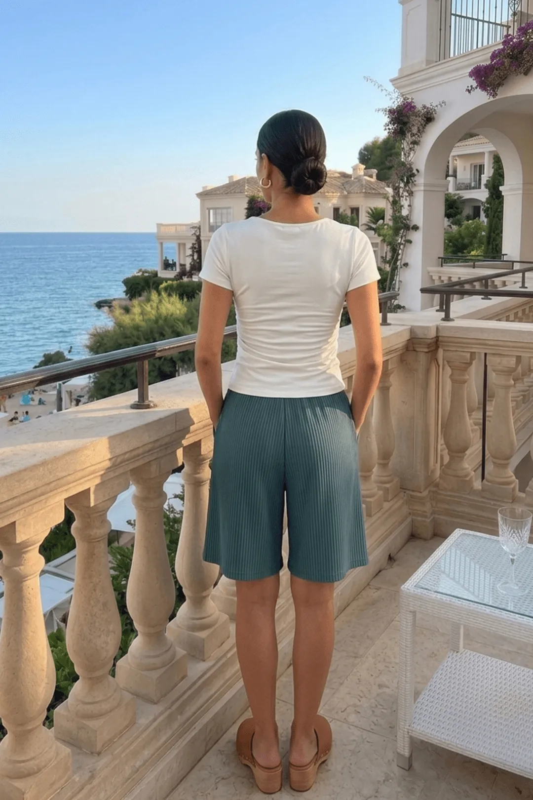 Γυναικεία Ριπ Βαμβακερή Βερμούδα Sharks Bay - Σορτς πάνω από το Γόνατο με Λάστιχο (Πετρόλ)