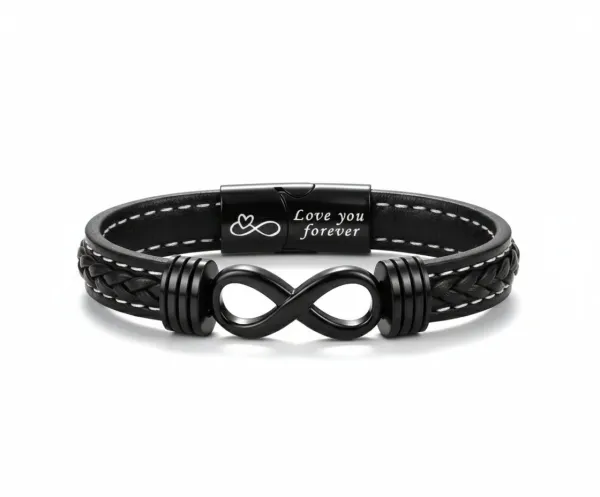 Ανδρικό βραχιόλι Sharks Bay Clothing με σχέδιο Infinity από δέρμα μέγεθος 19cm