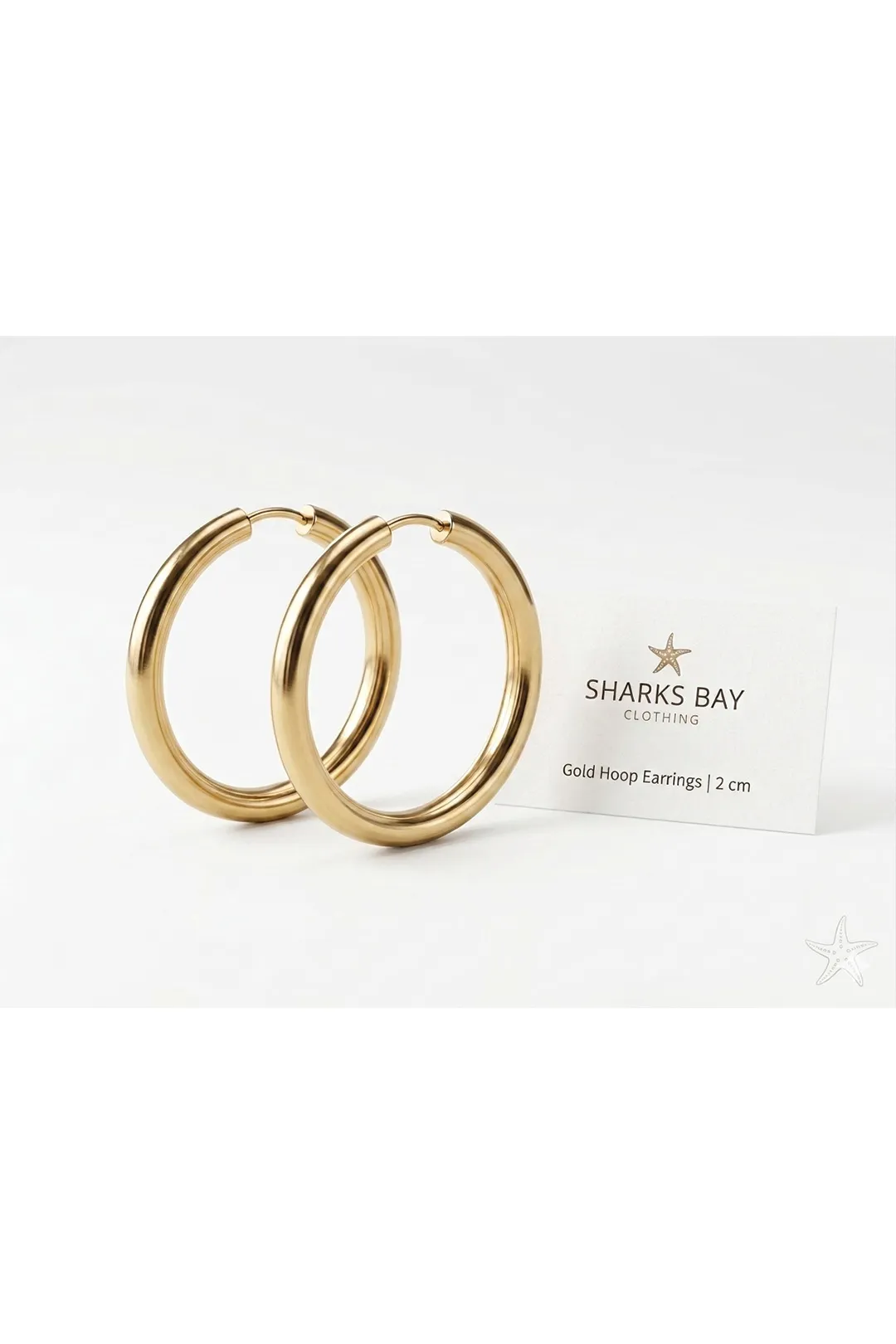 Unisex Ατσάλινοι Κρίκοι Sharks Bay 2cm – Χρυσοί