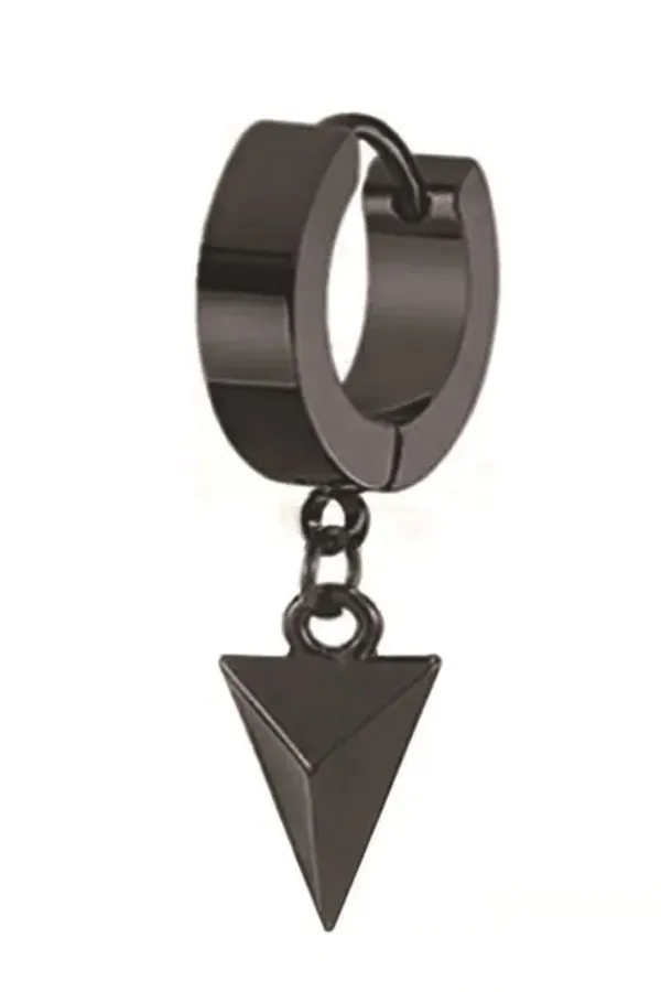 Ανδρικό Μονό Σκουλαρίκι Κρίκος Sharks Bay - Stainless Steel 316L,Μαύρο
