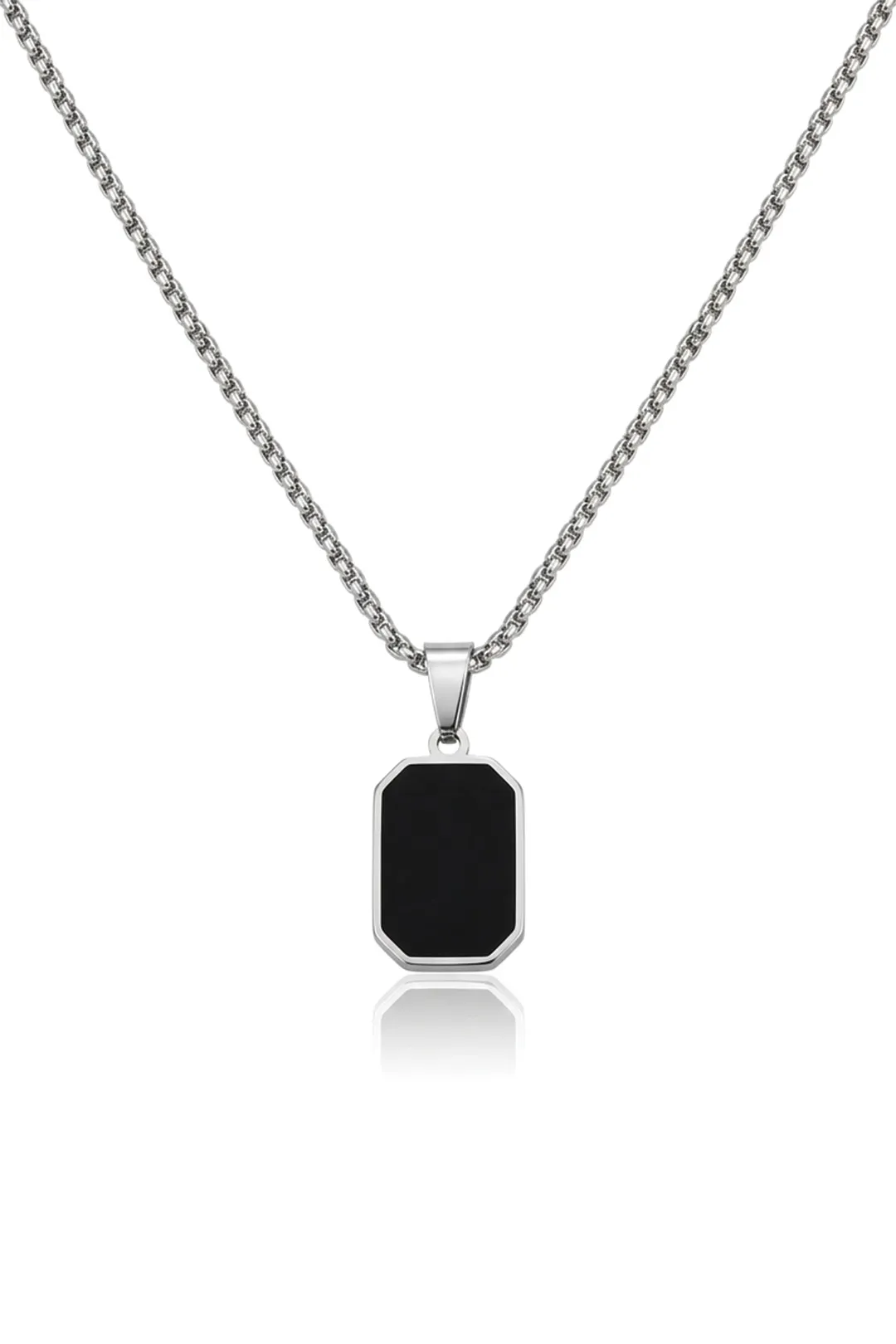 Ανδρικό Κολιέ Μενταγιόν Sharks Bay "Black Onyx Tab" από Ανοξείδωτο Ατσάλι 316L - Sharks Bay