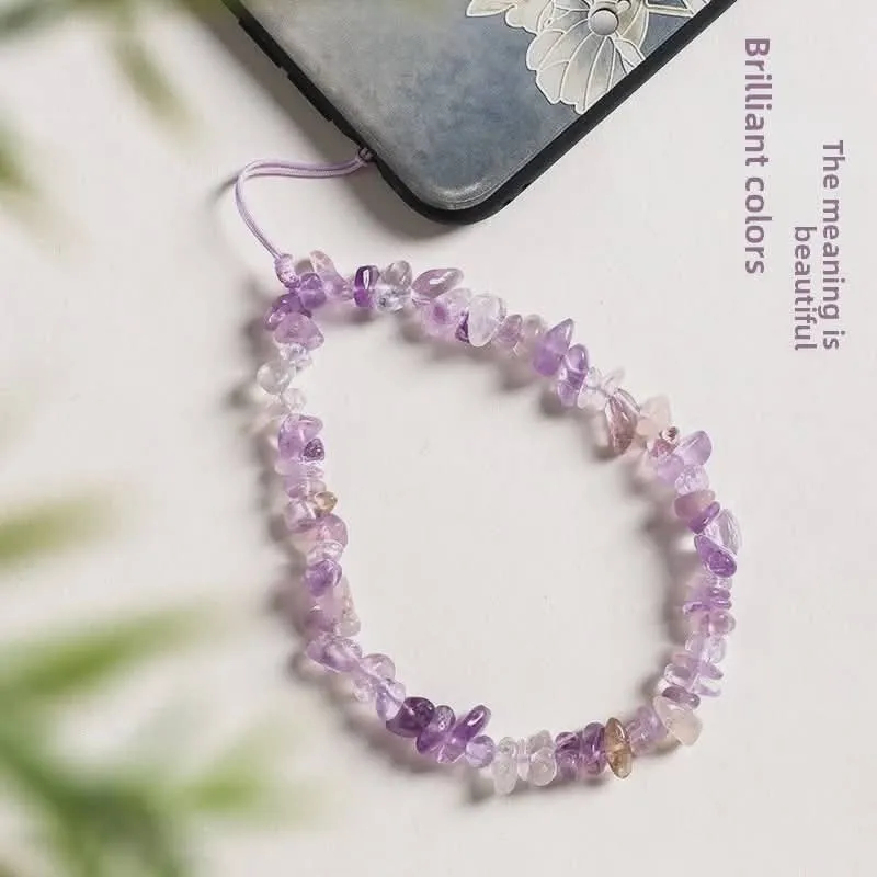 Meet me at the sunset  Χειροποίητο Phone Charm με Φυσικούς Λίθους Αμέθυστου – Amethyst Vibes