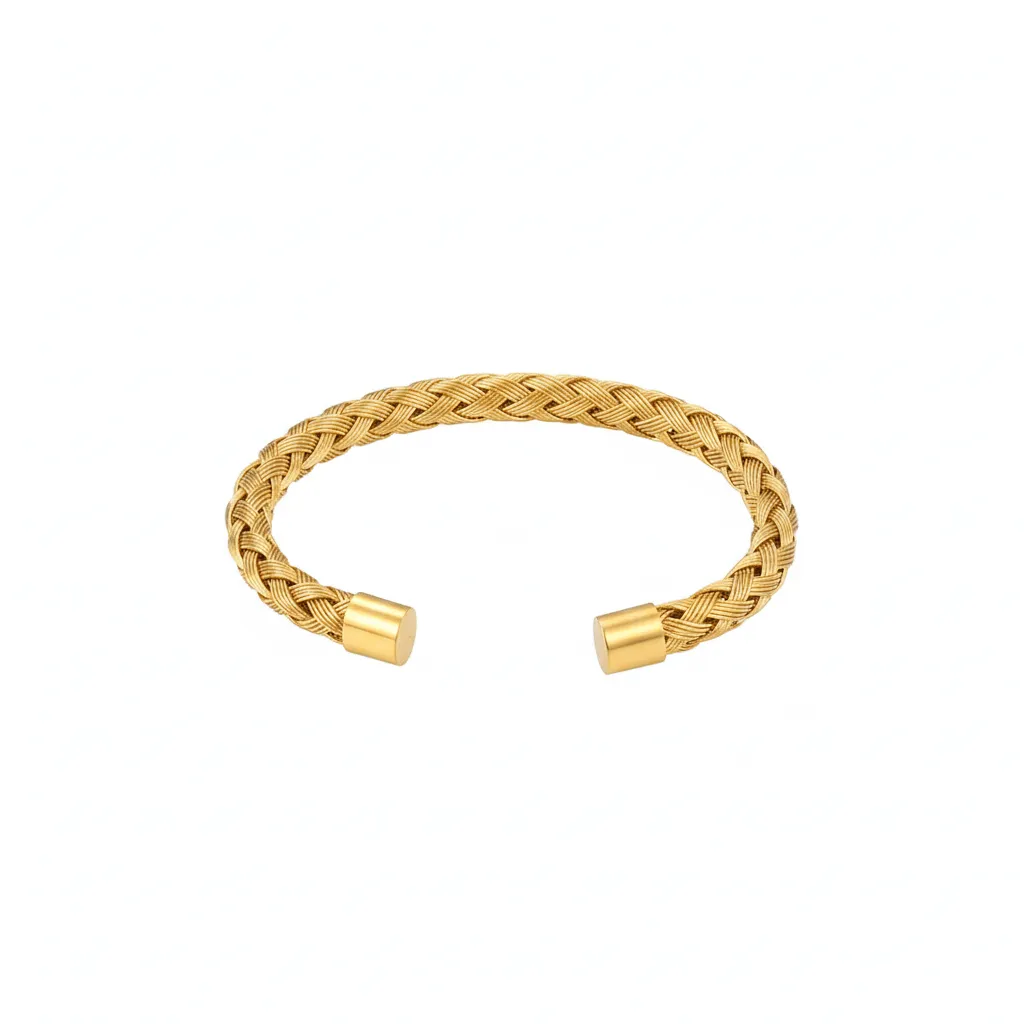 Βραχιόλι Cuff με Πλεκτό Σχεδιασμό,Meet me at the sunset Χρυσό - Unisex & Minimals