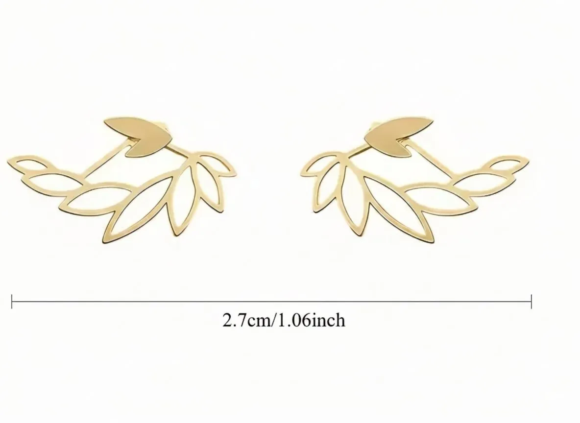 Meet at the sunset,Γυναικεία Σκουλαρίκια Leaf Ear Jackets – Από Ανοξείδωτο Ατσάλι 316L.