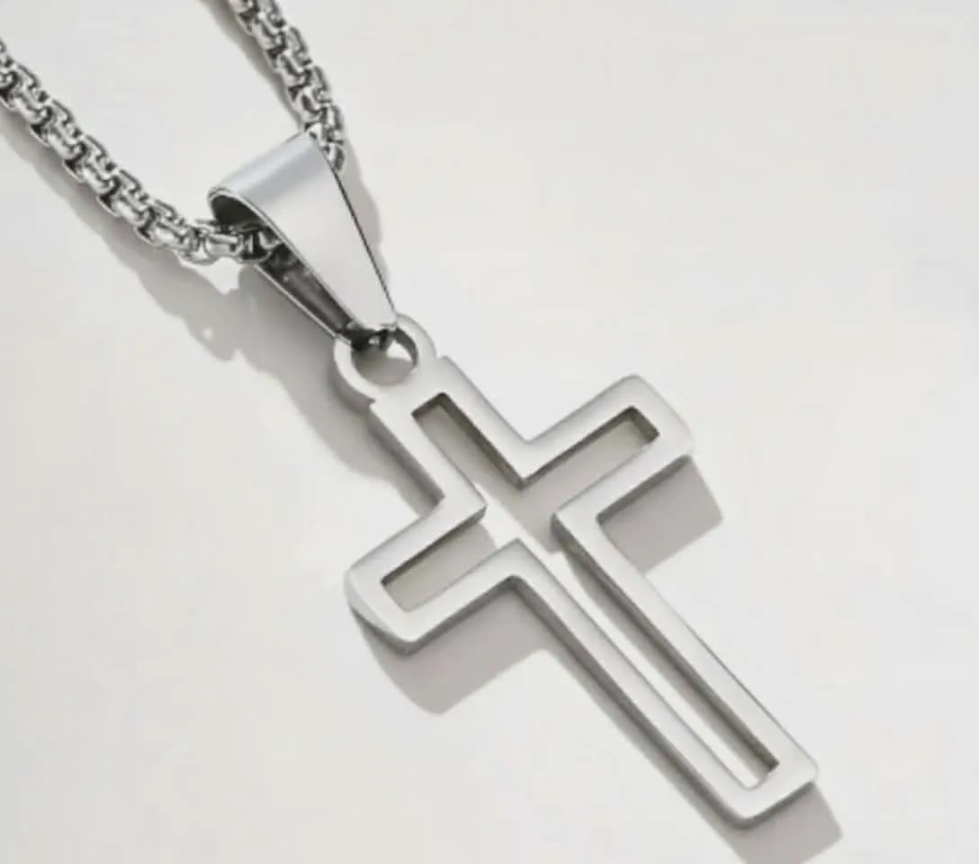 Sharks Bay ,Ανδρικό Κολιέ "Outline Cross" – Από Ανοξείδωτο Ατσάλι 316L.