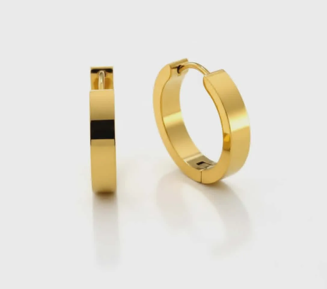 Meet me at the sunset,Unisex Σκουλαρίκια Κρίκοι "Minimal Gold" – Από Ανοξείδωτο Ατσάλι.