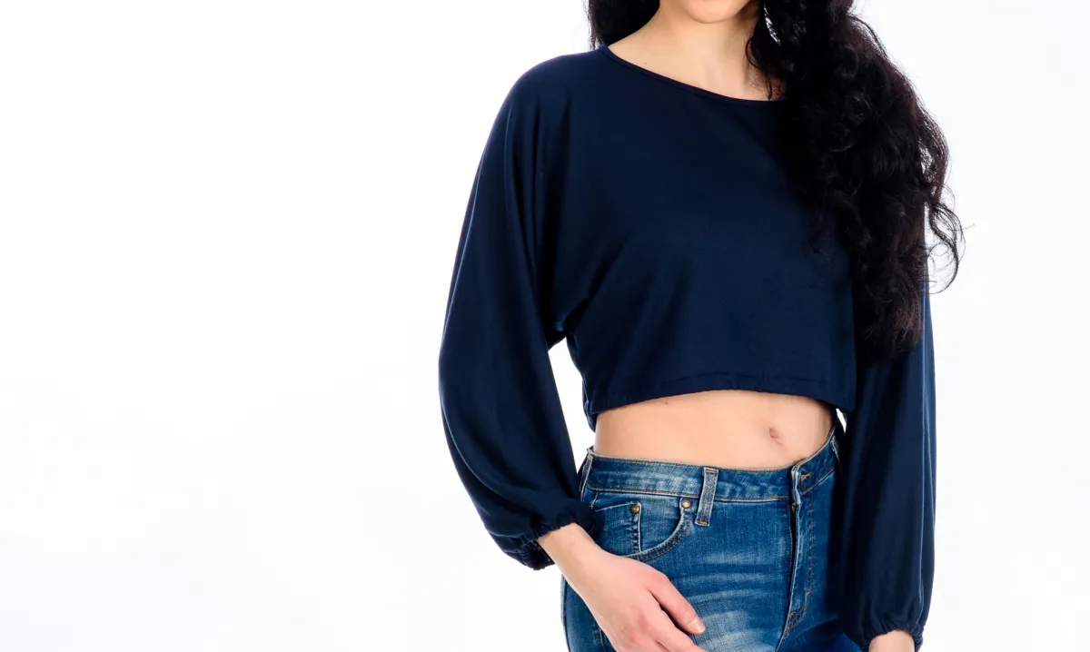 Sharks Bay Clothing Γυναικείο Μακρυμάνικο Crop Top - Μπλε Σκούρο.