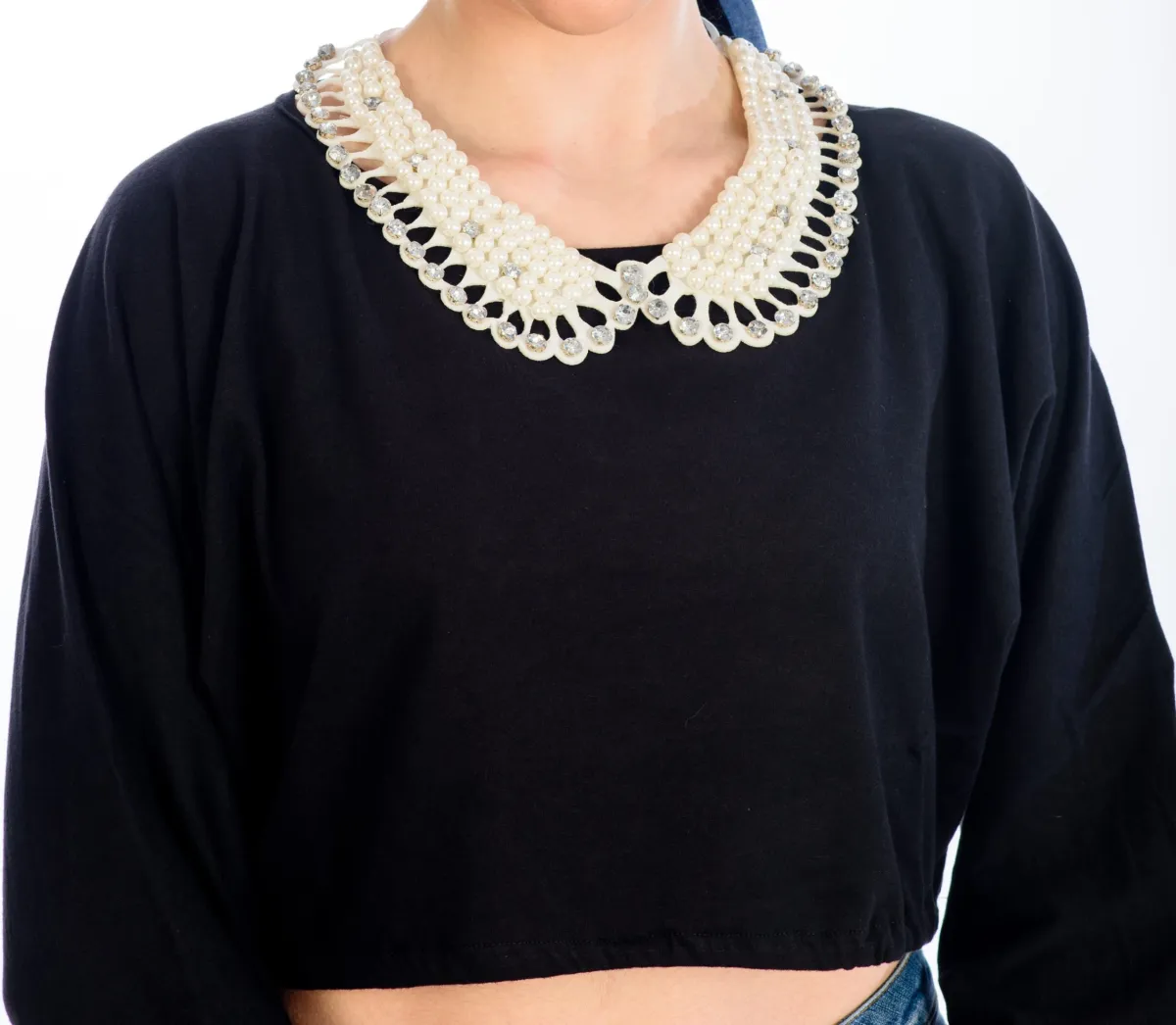 Sharks Bay Clothing Γυναικείο Μακρυμάνικο Crop Top - Μαύρο.