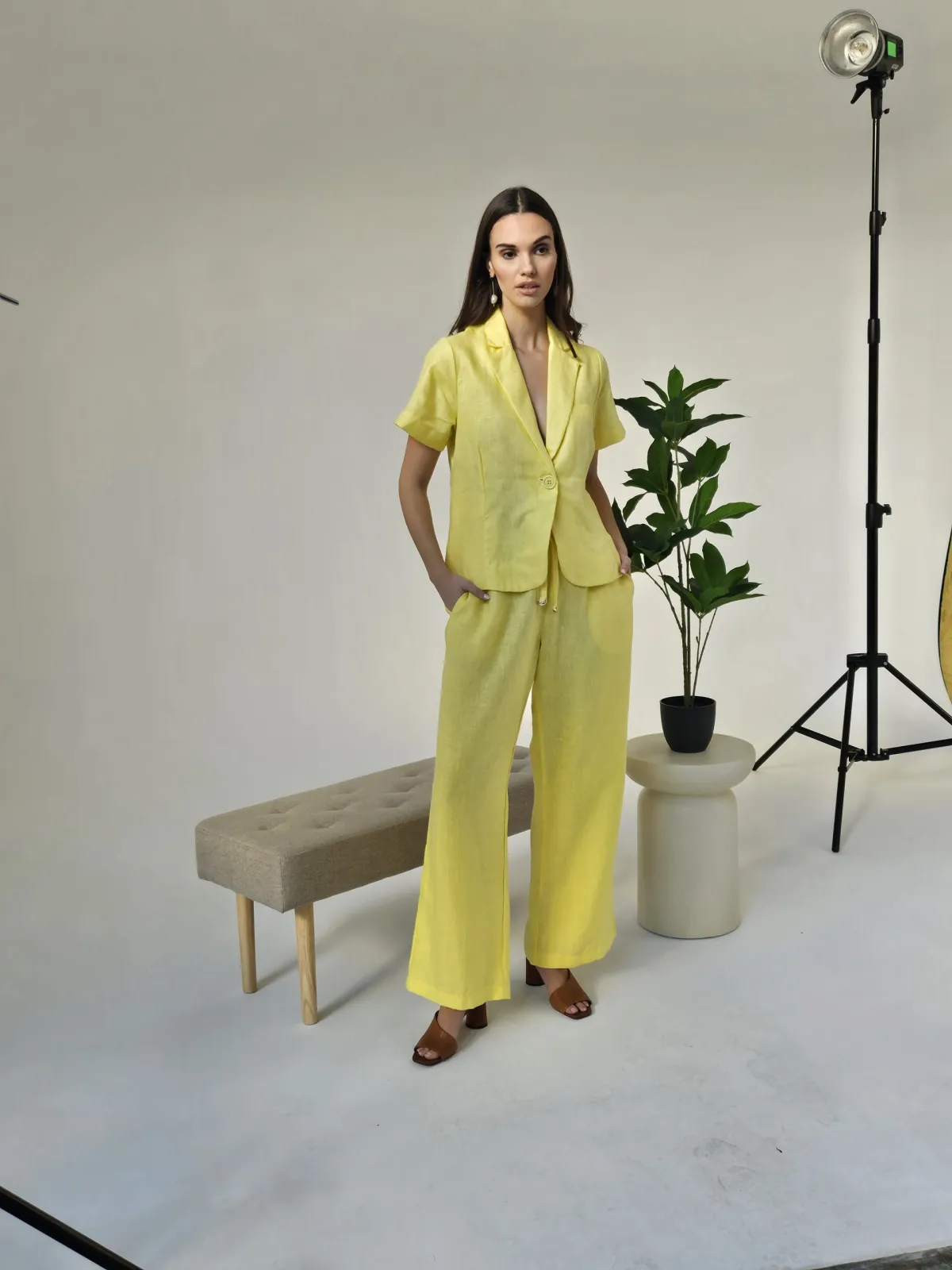 Sharks bay clothing λινό παντελόνι με κορδόνι στην μέση.
