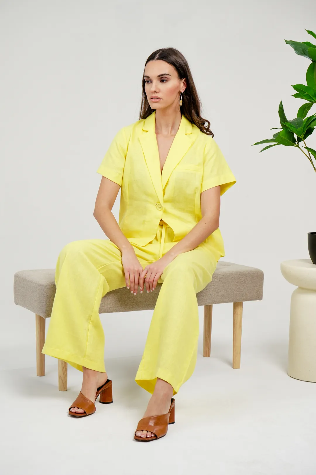 Sharks bay clothing λινό παντελόνι με κορδόνι στην μέση.