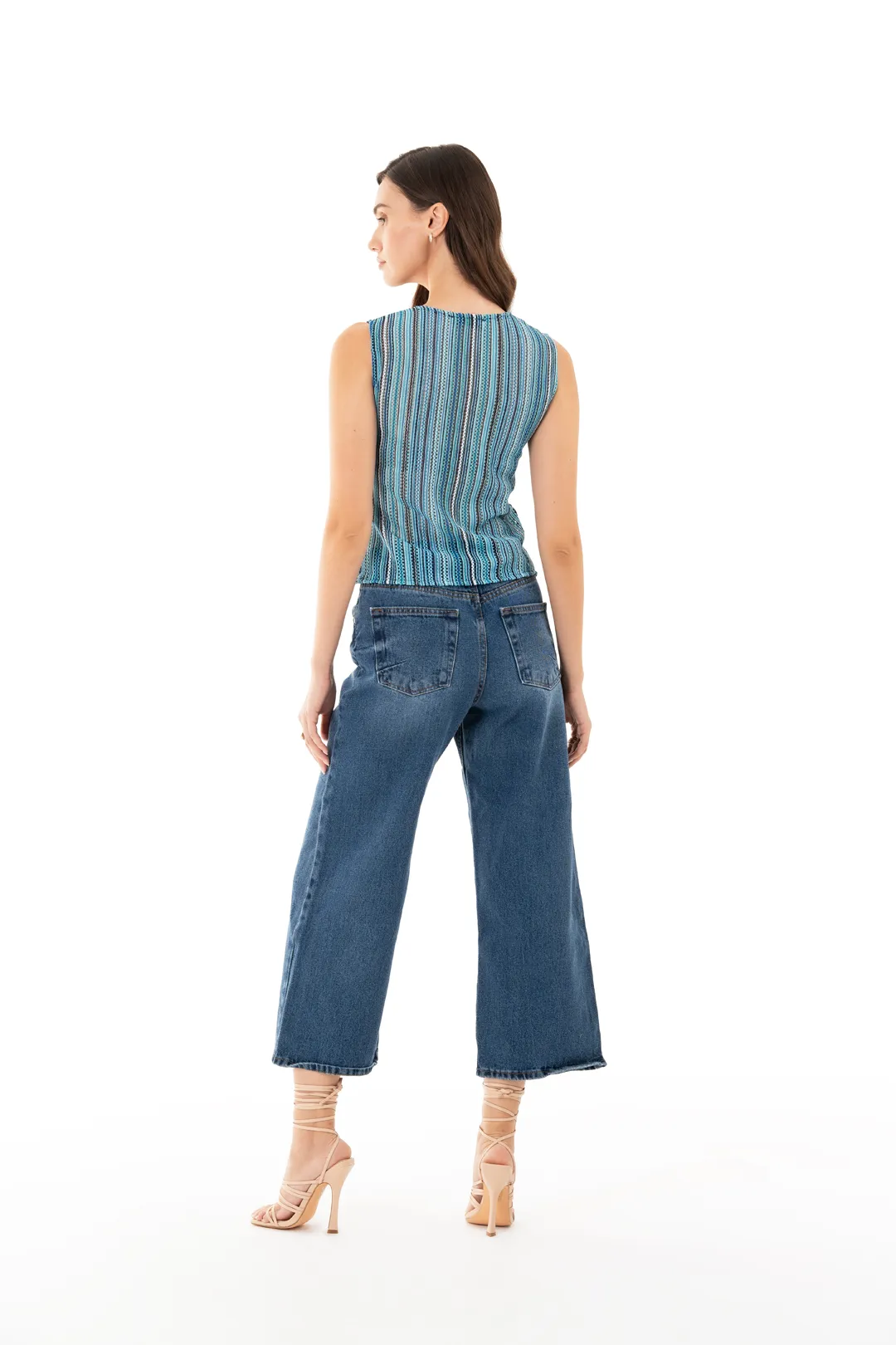 Sharks Bay Clothing Κοριτσίστικο Παντελόνι Τζιν Wide Leg - Μπλε Σκούρο.