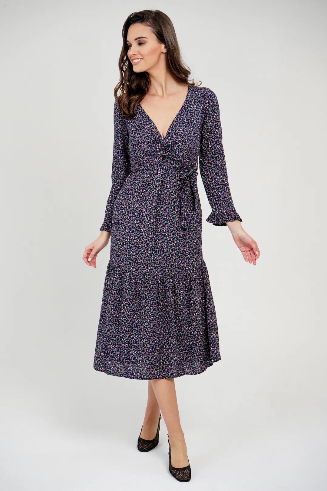 Sharks bay clothing,γυναικείο φόρεμα εμπριμέ, με ανοιχτό ντεκολτέ.