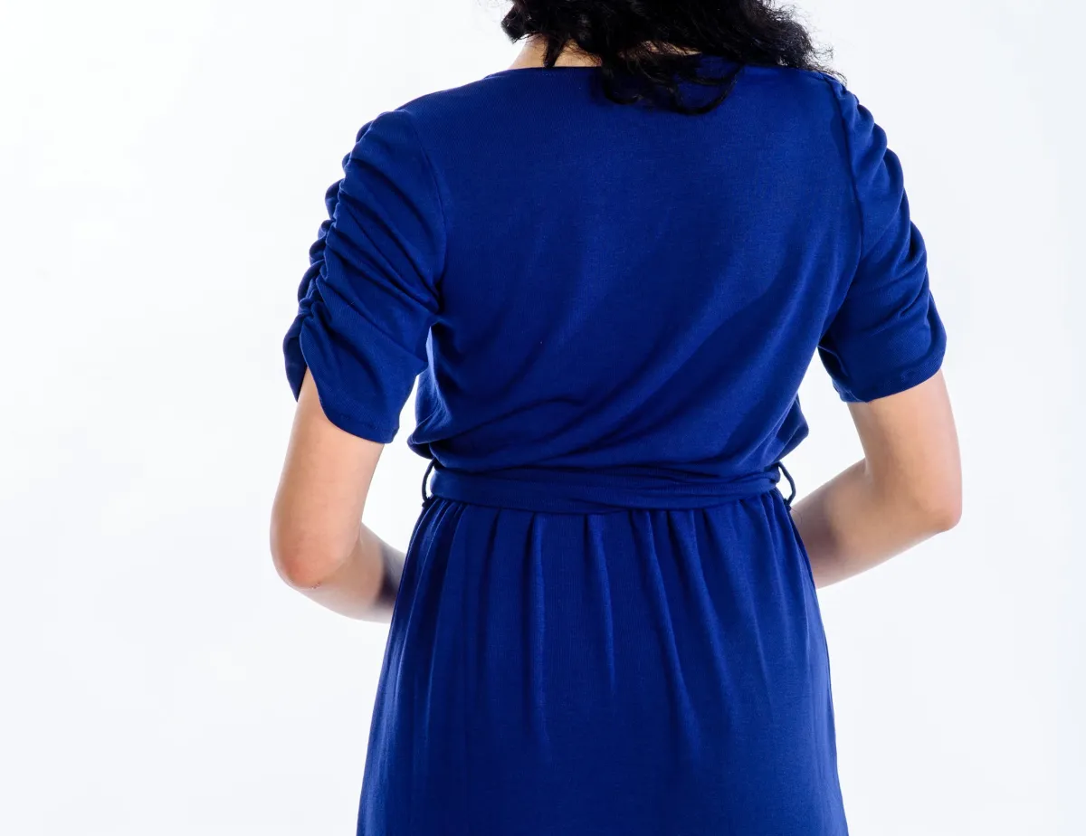 Sharks bay clothing ,γυναικείο φόρεμα κρουαζέ με άνοιγμα χρώμα μπλε