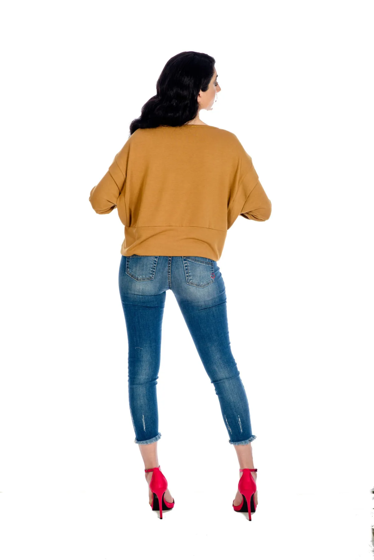 Sharks bay clothing,γυναικεία μπλούζα με ζαπονέ μανίκια, χρώμα άμμος