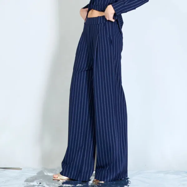 Sharks bay clothing,γυναικείο παντελόνι ζιπ κιλοτ, μακρύ ριγέ