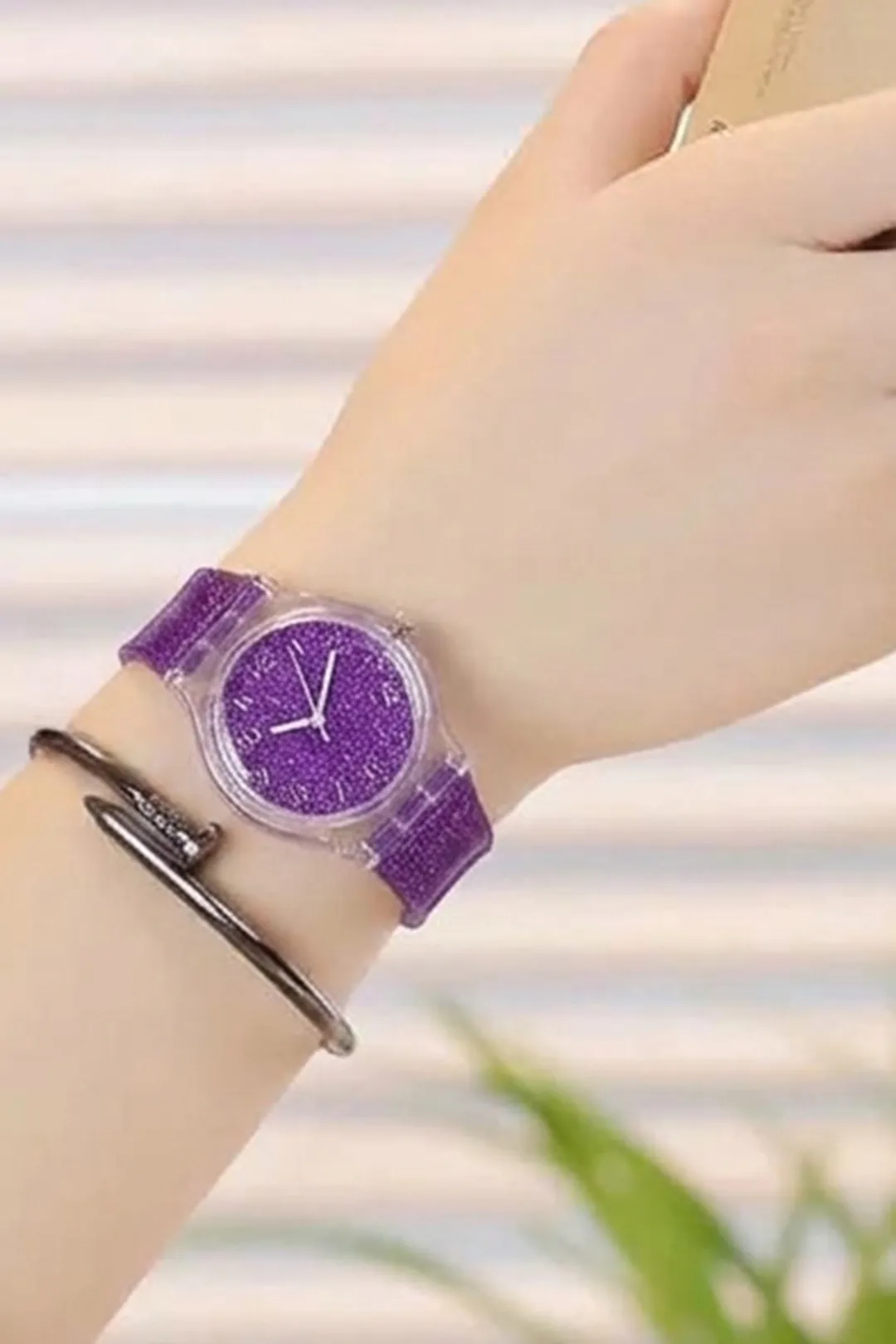 Meet Me at the Sunset –Γυναικείο Ρολόι Purple Glitter Sparkle