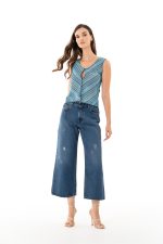 Sharks Bay Clothing Κοριτσίστικο Παντελόνι Τζιν Wide Leg - Μπλε Σκούρο.
