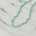 Meet me at the sunset,ατσαλινο κολιέ με χάντρες τουρκουάζ.