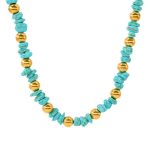 Meet me at the sunset,ατσαλινο κολιέ με χάντρες τουρκουάζ. - Image 2