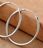 Meet me at the sunset, Γυναικεία Σκουλαρίκια Κρίκοι Μεγάλοι από Ανοξείδωτο Ατσάλι 5cm - Ασημί.