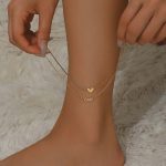 Sharks Bay Clothing Διπλή Αλυσίδα Ποδιού από Ατσάλι με Καρδιά και Λογότυπο "Love" σε Χρυσό Χρώμα. - Image 2