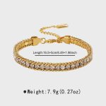 Βραχιόλι με Σειρά Κρυστάλλων ,Sharks Bay Clothing Χρυσό  & Διπλή Αλυσίδα - Elegant Shine. - Image 2