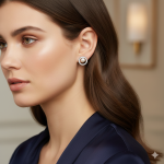 Σκουλαρίκια  Sharks Bay Clothing Ασημί "Halo" με Μαργαριτάρι & Περιφερειακά Κρύσταλλα . - Image 3