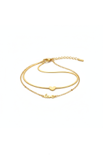 Sharks Bay Clothing Διπλή Αλυσίδα Ποδιού από Ατσάλι με Καρδιά και Λογότυπο "Love" σε Χρυσό Χρώμα.