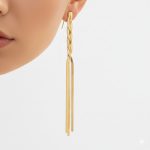 Σκουλαρίκια με Πλέξη Sharks Bay Clothing Μακριά Χρυσά & Κρεμαστές Αλυσίδες - Golden Tassel - Image 2